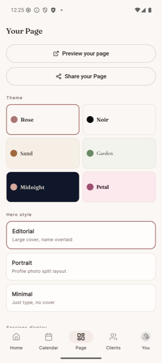 Page customization
